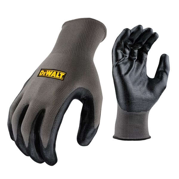 DeWALT by Radians DPG73L-3PK DPG73 General Purpose Work Gloves, L, Nitrile Palm, Nylon/Polyester, Gray, Elastic Wrist Cuff, Resists: Abrasion