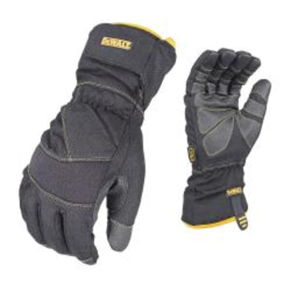 DeWALT by Radians Cold Weather/Work, Polyurethane Palm, Nylon/Polyester/Spandex, Black, Gauntlet Cuff, Polyurethane Coating, Resists: Abrasion, Oil, Water and Wind