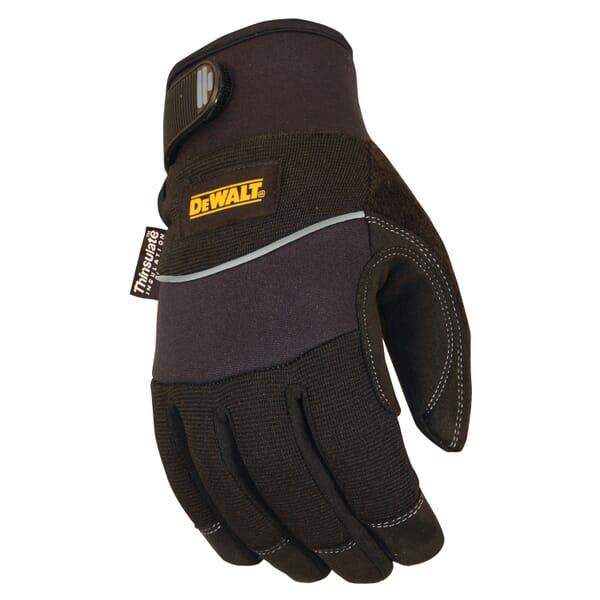 DeWALT by Radians Harsh Condition General Purpose Gloves, Cold Weather/Work, L, PVC Palm, Nylon/Polyester/Spandex, Black, Resists: Abrasion, Thinsulate/Hipora Thermalining