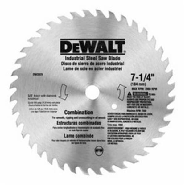Black+Decker DW3325 Combination Round Arbor Circular Saw Blade, 7-1/4 in Dia x 0.05 in THK, 5/8 in Arbor, Steel Blade, 40 Teeth