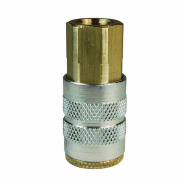 Dixon 2FF2-B D Interchange Semi-Automatic Pneumatic Coupler, 1/4 in, Quick-Connect x FNPT, Brass