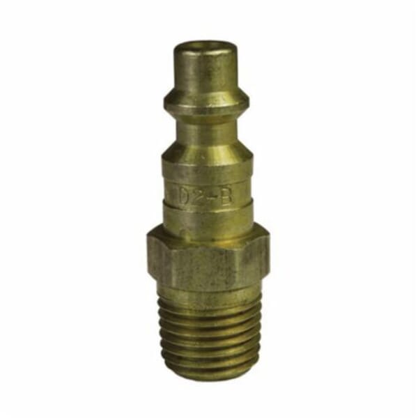 Dixon D2M2-B DF Series Industrial Interchange Pneumatic Nipple, 1/4 in Nominal, Quick-Disconnect Plug x MNPT, 16000 psi Pressure, Brass