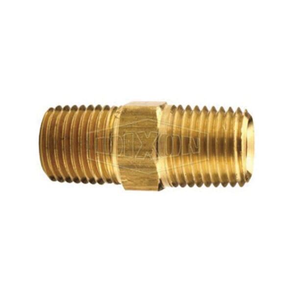 Dixon 3700404C Hex Nipple, 1/4 in x 1.38 in L, Brass, MNPTF, Domestic