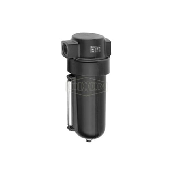 Dixon F17-800M Jumbo Compressed Airline Filter With 1/4 Turn Manual Drain and Pyrex Sight Glass, 1 in Port, 425 scfm, 40 micron, 250 psig, -30 to 175 deg F, Aluminum Bowl