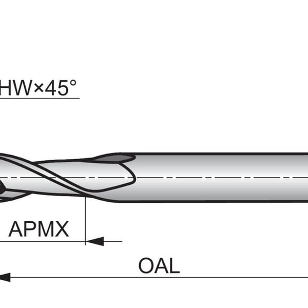 Dormer 5983535 S812HA Type N Short Length Slot Drill Cutter, 7 mm Dia Cutter, 13 mm Length of Cut, 2 Flutes, 8 mm Dia Shank, 63 mm OAL, AlCrN Coated