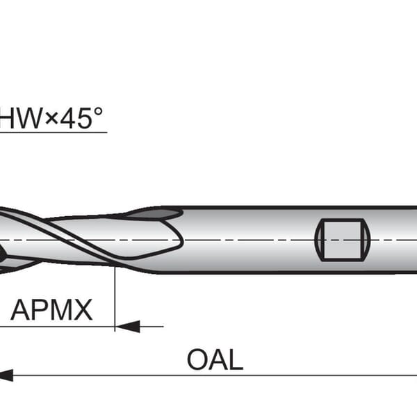 Dormer 5983578 S812HB Type N Short Length Slot Drill Cutter, 4 mm Dia Cutter, 8 mm Length of Cut, 2 Flutes, 6 mm Dia Shank, 57 mm OAL, AlCrN Coated