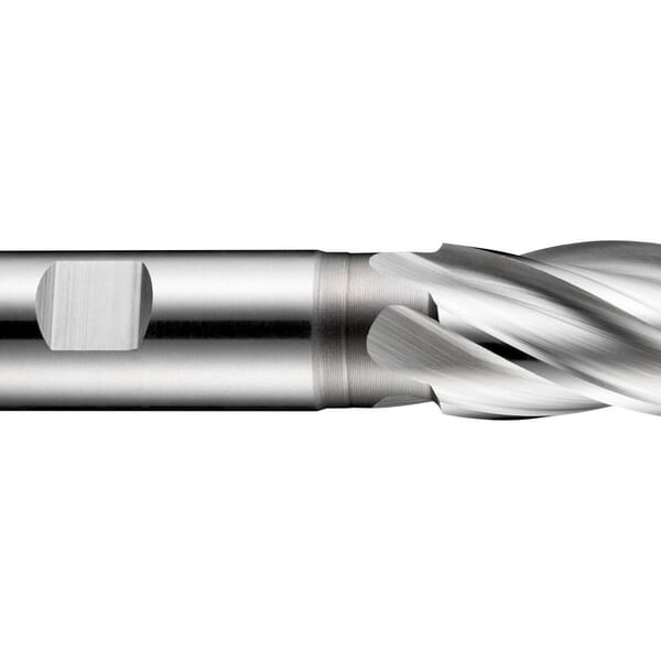 Dormer 5984271 C247 Type N Center Cutting Regular Length Single End Square End End Mill, 14 mm Dia Cutter, 26 mm Length of Cut, 4 Flutes, 12 mm Dia Shank, 83 mm OAL, Bright