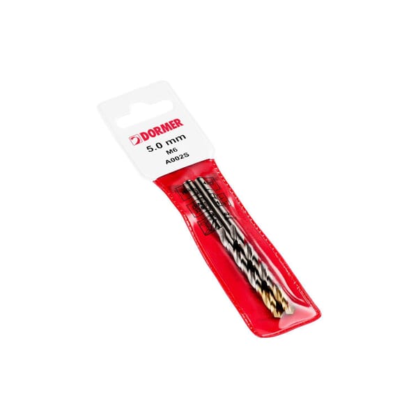 Dormer 6524837 A002S Type N General Purpose Jobber Length Drill Bit, 3.5 mm Drill - Metric, 0.1378 in Drill - Decimal Inch, 118 deg Point, HSS, TiN Coated