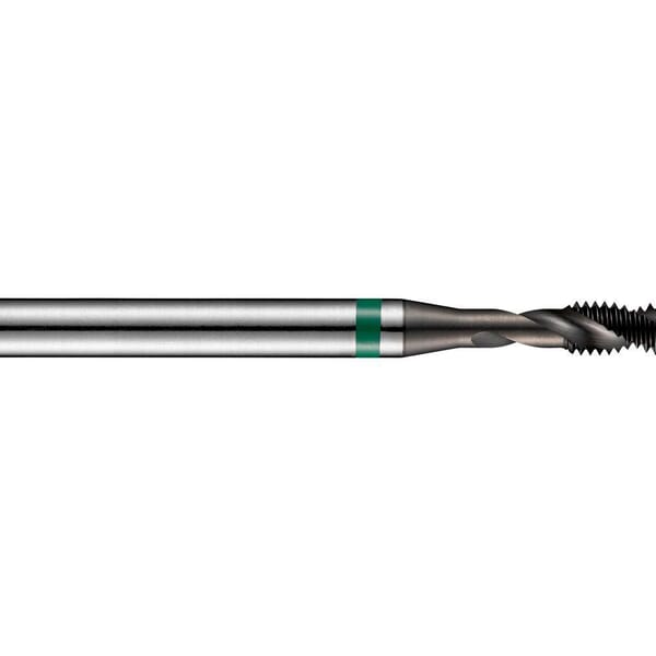 Dormer 6554552 E474 Spiral Flute Machine Tap With Green Shark, Right Hand Cutting, M8x1.25 Thread, Semi-Bottoming Chamfer, Right Hand Flute Direction, 2 Flutes, Super B, HSS-E