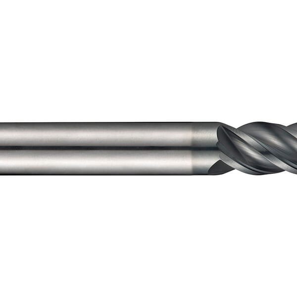 Dormer 6706935 S262 Type N Short Length End Mill, 8 mm Dia Cutter, 0.5 mm Corner Radius, 20 mm Length of Cut, 4 Flutes, 8 mm Dia Shank, 64 mm OAL, AlCrN Coated