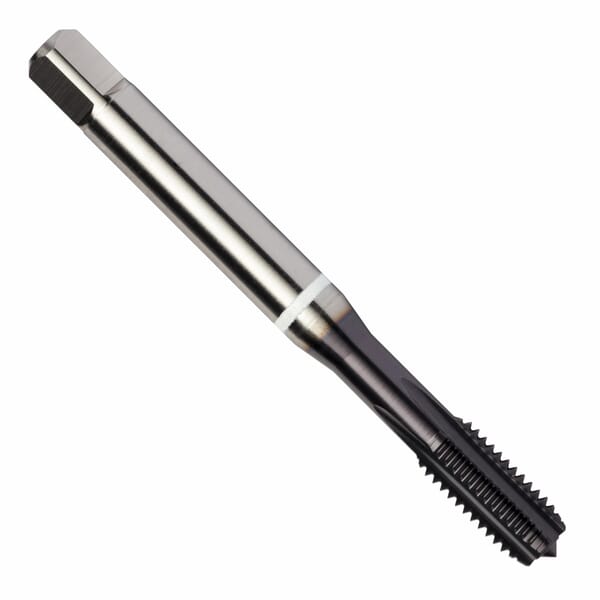 Dormer 7350260 E770 Straight Flute Machine Tap With White Shark, Right Hand Cutting, M10x1 Thread, Semi-Bottoming Chamfer, 4 Flutes, TiAlN Coated, HSS-E