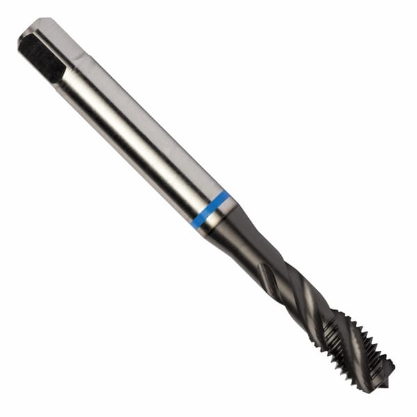 Dormer 7350388 E768 Spiral Flute Machine Tap, Right Hand Cutting, M14x1.5 Thread, Semi-Bottoming Chamfer, Right Hand Flute Direction, 4 Flutes, TiAlN Coated, HSS-E
