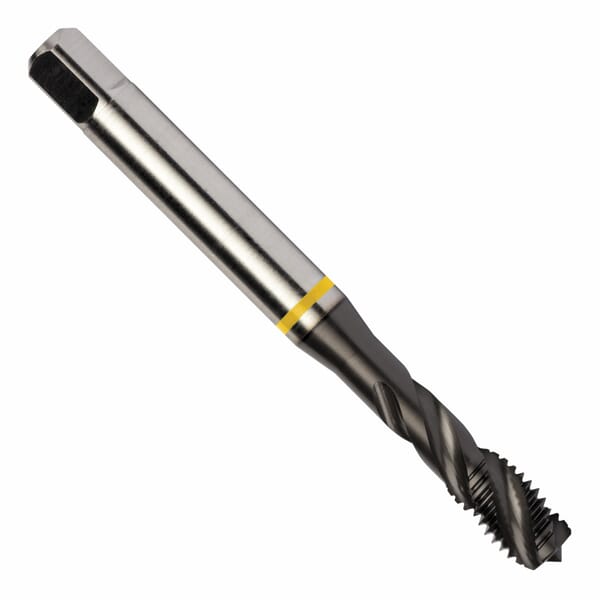 Dormer 7350547 E764 Spiral Flute Machine Tap, Right Hand Cutting, M12x1.5 Thread, Semi-Bottoming Chamfer, Right Hand Flute Direction, 3 Flutes, TiAlN Coated, HSS-E