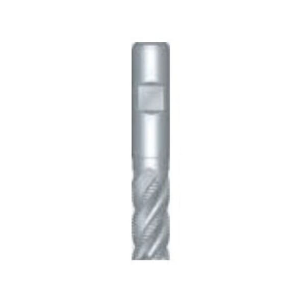 Dormer 7647921 C608 Medium Cut Length Square Roughing End Mill, 1/2 in Dia Cutter, 1-1/4 in Length of Cut, 4 Flutes, 1/2 in Dia Shank, 3-1/4 in OAL, Bright