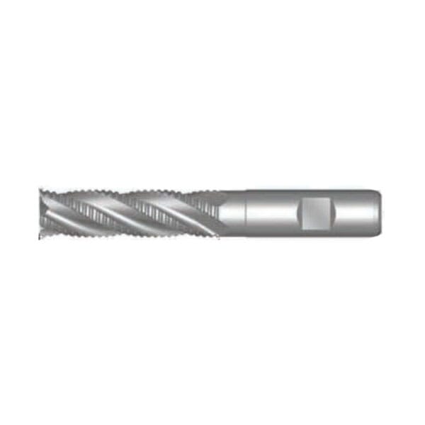 Dormer 7647964 C613 Long Cut Length Square Roughing End Mill, 3/4 in Dia Cutter, 3 in Length of Cut, 4 Flutes, 3/4 in Dia Shank, 5-1/4 in OAL, Bright