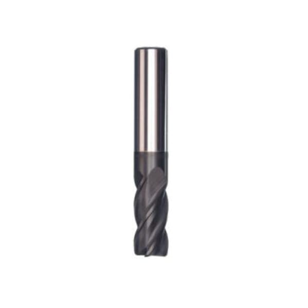 Dormer 7648677 S223HA Type N Medium Cut Length Unequal Helix Corner Radius End Mill, 3/16 in Dia Cutter, 0.015 in Corner Radius, 7/16 in Length of Cut, 4 Flutes, 3/16 in Dia Shank, 2 in OAL, AlTiN Coated