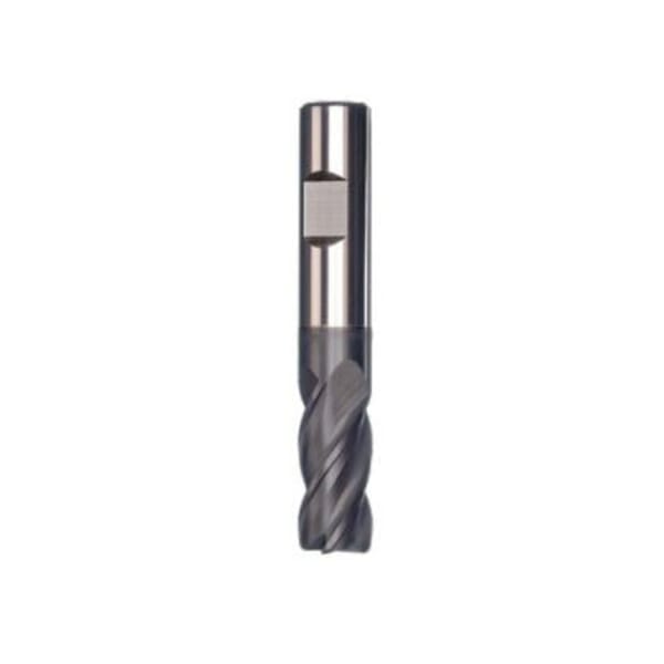 Dormer 7648701 S223HB Type N Medium Cut Length Unequal Helix Corner Radius End Mill, 1/4 in Dia Cutter, 0.015 in Corner Radius, 5/8 in Length of Cut, 4 Flutes, 1/4 in Dia Shank, 2-1/2 in OAL, AlTiN Coated