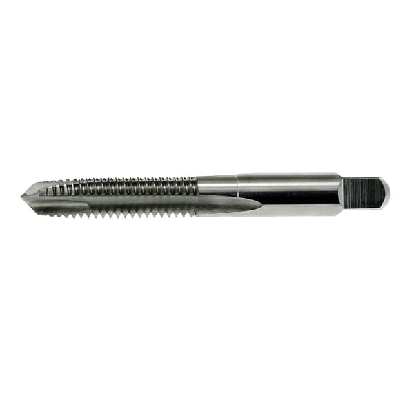 Drillco 21A116FP 2100 Spiral Point Tap, Right Hand Cutting, 1/4-28 Thread, H3 Thread Limit, Plug Chamfer, 2 Flutes, Bright, HSS