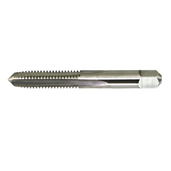 Drillco 28A100AP 2800 Straight Flute Tap, Right Hand Cutting, M10x1.5 Thread, D6 Thread Limit, Plug Chamfer, 4 Flutes, Bright, HSS