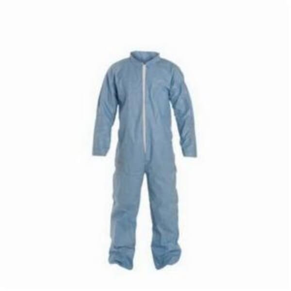 DuPont Disposable Flame Resistant Coverall With Collar, L, Blue, Tempro