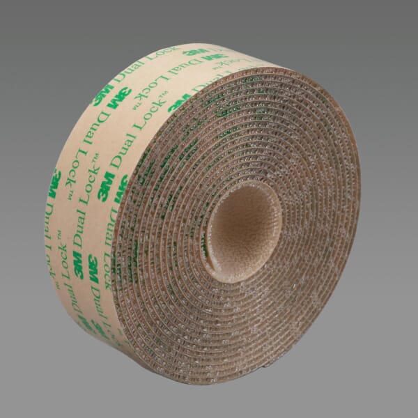 Dual Lock 7000052203 SJ4570 Reclosable Fastener, 50 yd L 2 in W, 6.2 mil THK Engaged, Low Surface Energy Acrylic Adhesive, Polypropylene Backing, Brown/Transparent