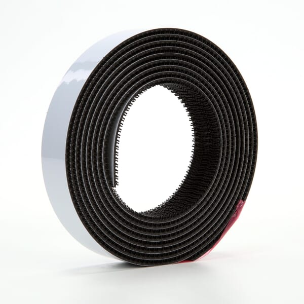 Dual Lock 7100021077 TB3540 Reclosable Fastener, 10 ft L 1 in W, 5 mil THK Engaged, Synthetic Rubber Adhesive, Polyolefin Backing, Black