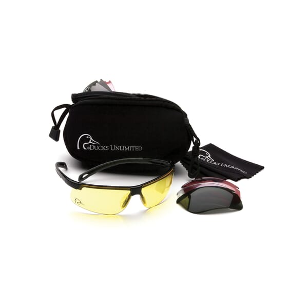 Ducks Unlimited DUCAB2 Shooting Eyewear Kit, Anti-Scratch, Half-Frame Frame, Black, Polycarbonate Lens, ANSI Z87.1, CAN/CSA Z94.3-07, CE EN166, MIL-PRF 32432