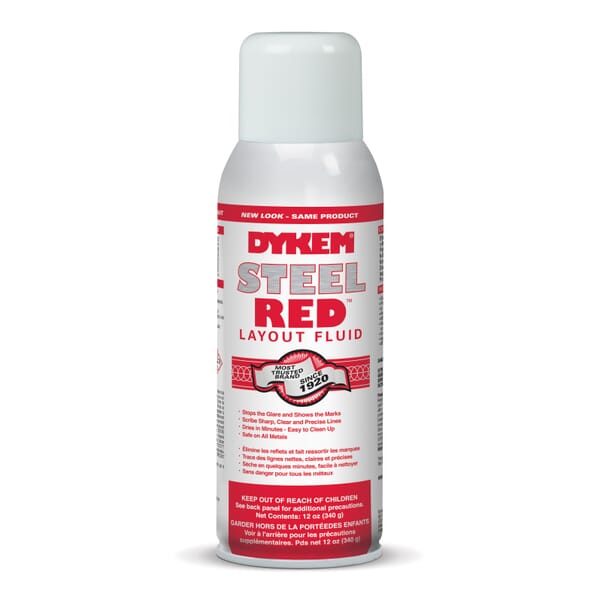 Dykem STEEL RED 80096 Layout Fluid, 16 oz Aerosol Can, Red, Liquid Form