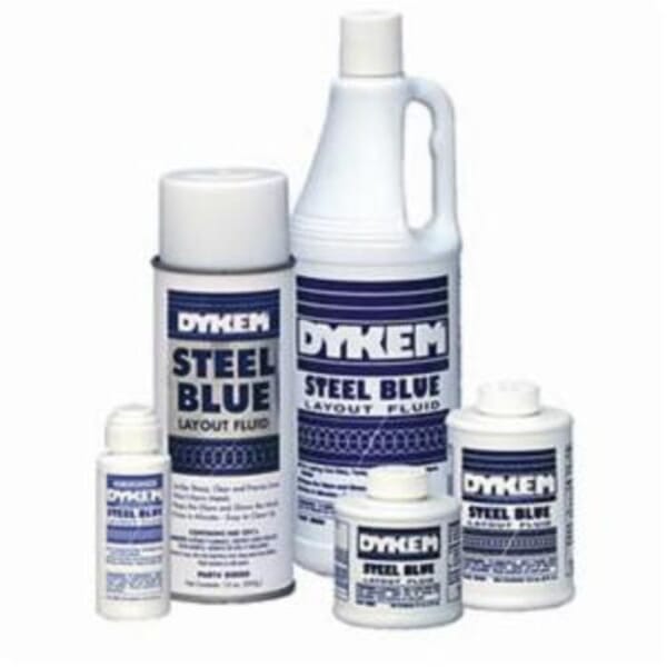 Dykem STEEL BLUE 80400 Layout Fluid, 8 oz Brush-In Cap Bottle, Blue, Liquid Form