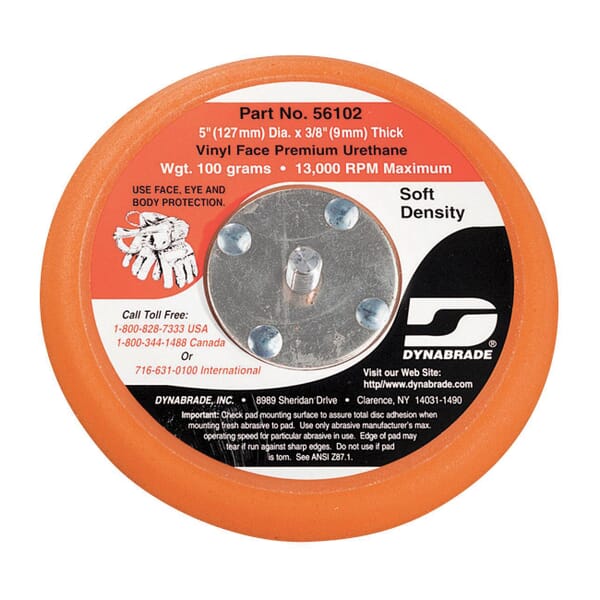 Dynabrade 56102 Soft Density Non-Vacuum Backing Pad, 5 in Dia Pad, PSA Attachment