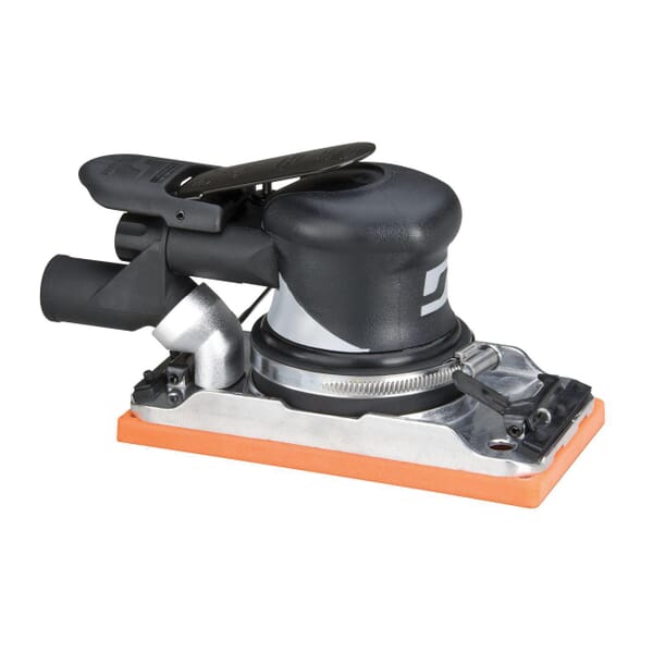 Dynabrade Dynabug II 57814 Central Vacuum Palm Style Pneumatic Orbital Sander, 3-2/3 x 7 in Rectangle Pad, 16 scfm Air Flow, 90 psi