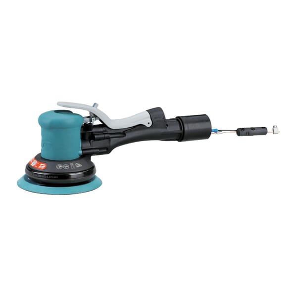 Dynabrade 58600 Central Vacuum Dual Grip Random Orbital Sander, 6 in, 12 scfm Air Flow, 90 psi, Hook and Loop Pad Grip Method