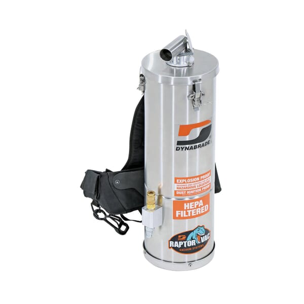 Dynabrade 61472 Raptor Vac Backpack Style Pneumatic Vacuum, 1.5 gal Tank, 50 cfm Air Flow