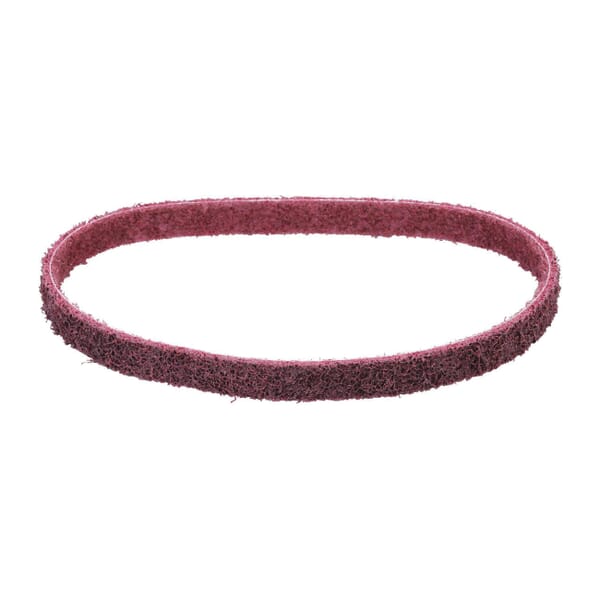 Dynabrade DynaBrite 78007 Good Tier File Surface Conditioning Non-Woven Abrasive Belt, 1/2 in W x 12 in L, Medium Grade, Aluminum Oxide Abrasive, Maroon