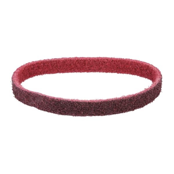 Dynabrade DynaBrite 78030 Good Tier File Surface Conditioning Non-Woven Abrasive Belt, 1 in W x 18 in L, Medium Grade, Aluminum Oxide Abrasive, Maroon