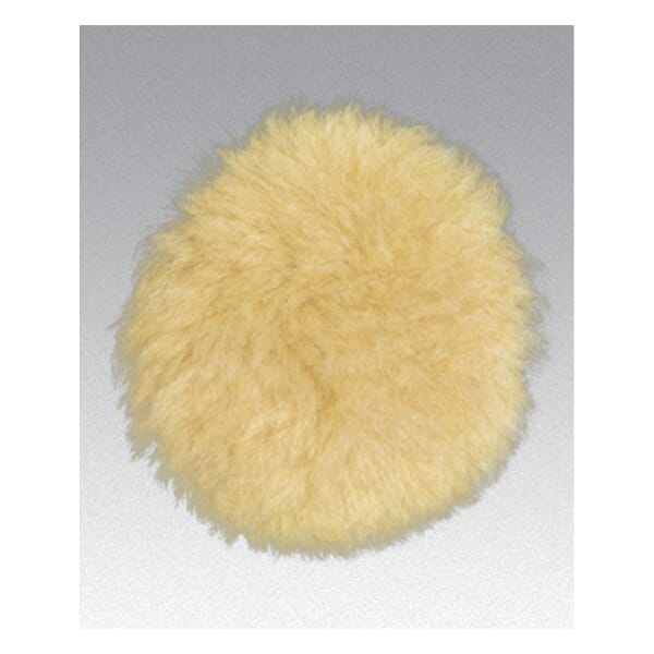 Dynabrade 90034 Non-Vacuum Polishing Pad, 3-1/2 in OAD, Hook Face Attachment, Natural Sheepskin Pad