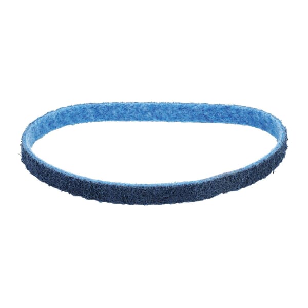 Dynabrade DynaBrite 90400 Premium Better Tier Narrow Surface Conditioning Non-Woven Abrasive Belt, 1/2 in W x 24 in L, Very Fine Grade, Aluminum Oxide Abrasive, Blue