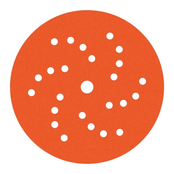 Dynabrade DynaCut 91563 Extreme Orange Best Tier Coated Vacuum Abrasive Hook and Loop Face Disc, 6 in Dia Disc, 80 Grit, P Grade, Aluminum Oxide Abrasive, Film Backing