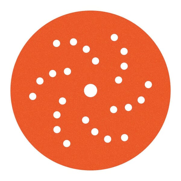Dynabrade DynaCut 91565 Extreme Orange Best Tier Coated Vacuum Abrasive Hook and Loop Face Disc, 6 in Dia Disc, 120 Grit, P Grade, Aluminum Oxide Abrasive, Film Backing