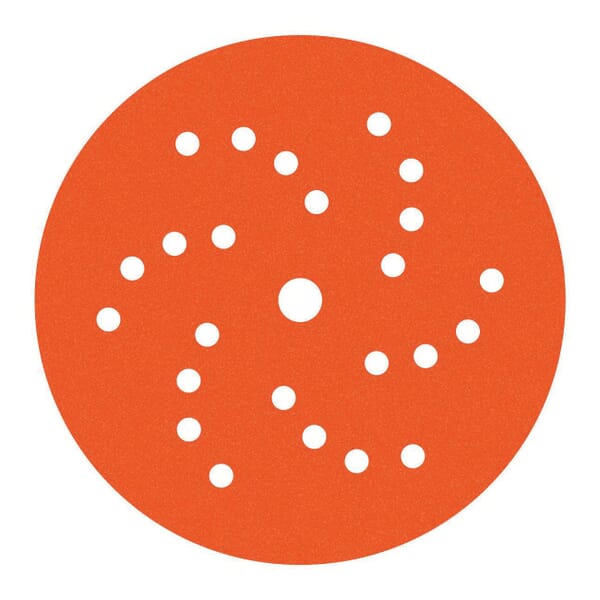 Dynabrade DynaCut 91570 Extreme Orange Best Tier Coated Vacuum Abrasive Hook and Loop Face Disc, 6 in Dia Disc, 400 Grit, P Grade, Aluminum Oxide Abrasive, Film Backing
