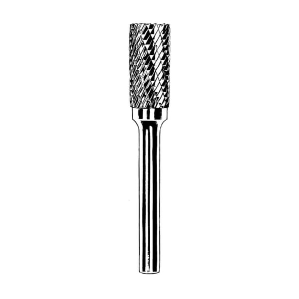Dynabrade 93338 Carbide Burr, No End Cut End, Cylindrical Head, 3/32 in Dia Head, 7/16 in L of Cut, Double Cut