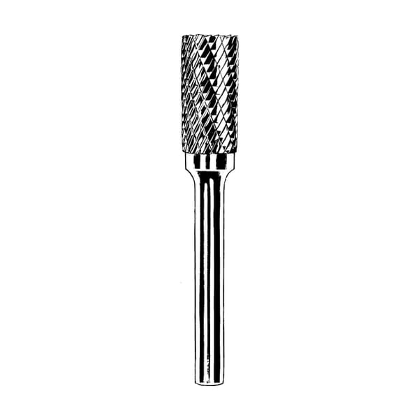 Dynabrade 93339 Carbide Burr, No End Cut End, Cylindrical Head, 1/8 in Dia Head, 9/16 in L of Cut, Double Cut