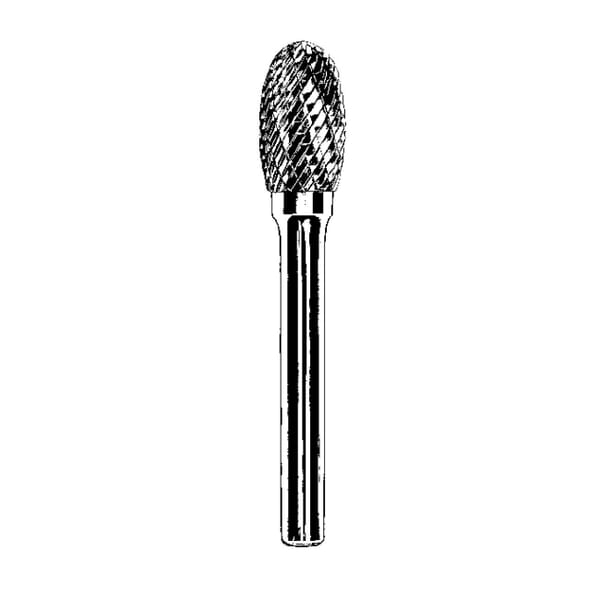 Dynabrade DynaBurr 93343 Carbide Burr, Oval Head, 1/8 in Dia Head, 7/32 in L of Cut, Double Cut