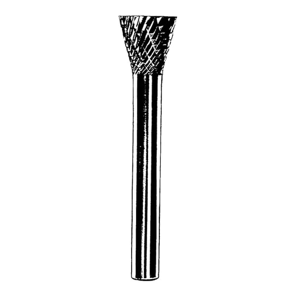 Dynabrade DynaBurr 93349 Carbide Burr, Inverted Cone Head, 1/8 in Dia Head, 3/16 in L of Cut, Double Cut