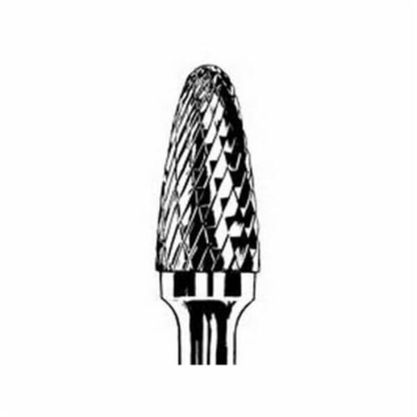 Dynabrade DynaBurr 93366 Carbide Burr, Radius End, Tree Head, 9 mm Dia Head, 19 mm L of Cut, Double Cut