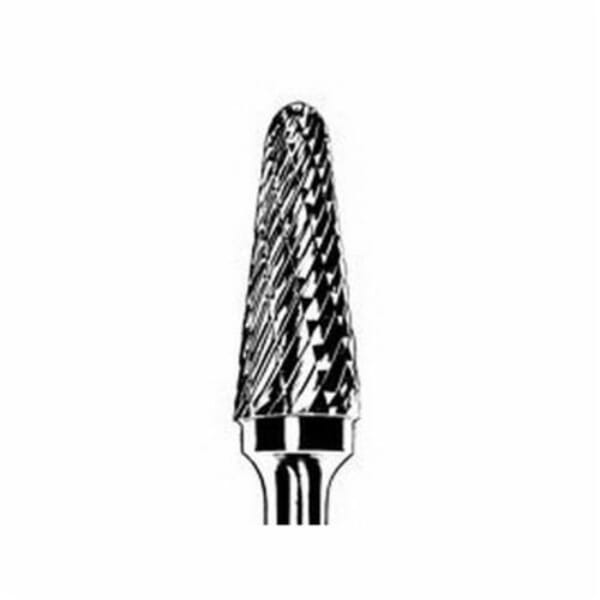 Dynabrade DynaBurr 93367 Carbide Burr, Radius End, Taper Head, 9 mm Dia Head, 27 mm L of Cut, Double Cut