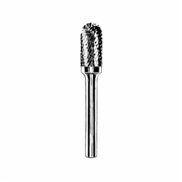 Dynabrade Edge Hog 93371 Carbide Burr, Radius End, Cylindrical Head, 3 mm Dia Head, 14 mm L of Cut, Double Cut
