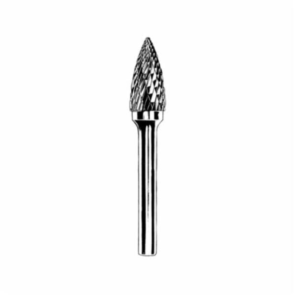 Dynabrade DynaBurr 93375 Carbide Burr, Pointed End, Tree Head, 3 mm Dia Head, 13 mm L of Cut, Double Cut