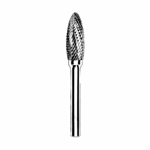 Dynabrade DynaBurr 93376 Carbide Burr, Flame Head, 3 mm Dia Head, 6 mm L of Cut, Double Cut