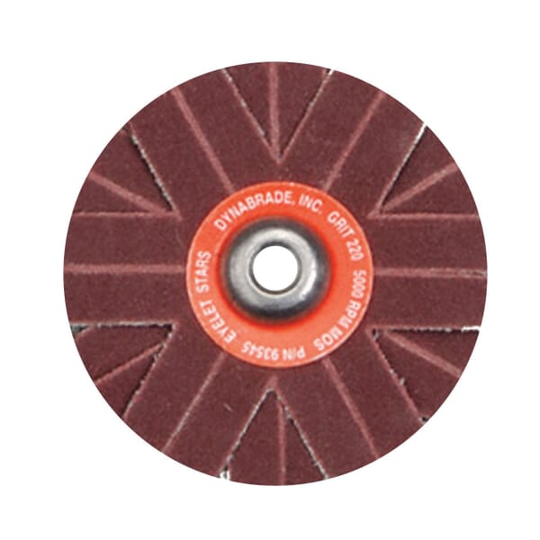 Dynabrade DynaCut 93589 Lightweight Dyninger Coated Sanding Star, 1 in Dia Star, #3-48 Female Eyelet, 180 Grit, Very Fine Grade, Aluminum Oxide Abrasive